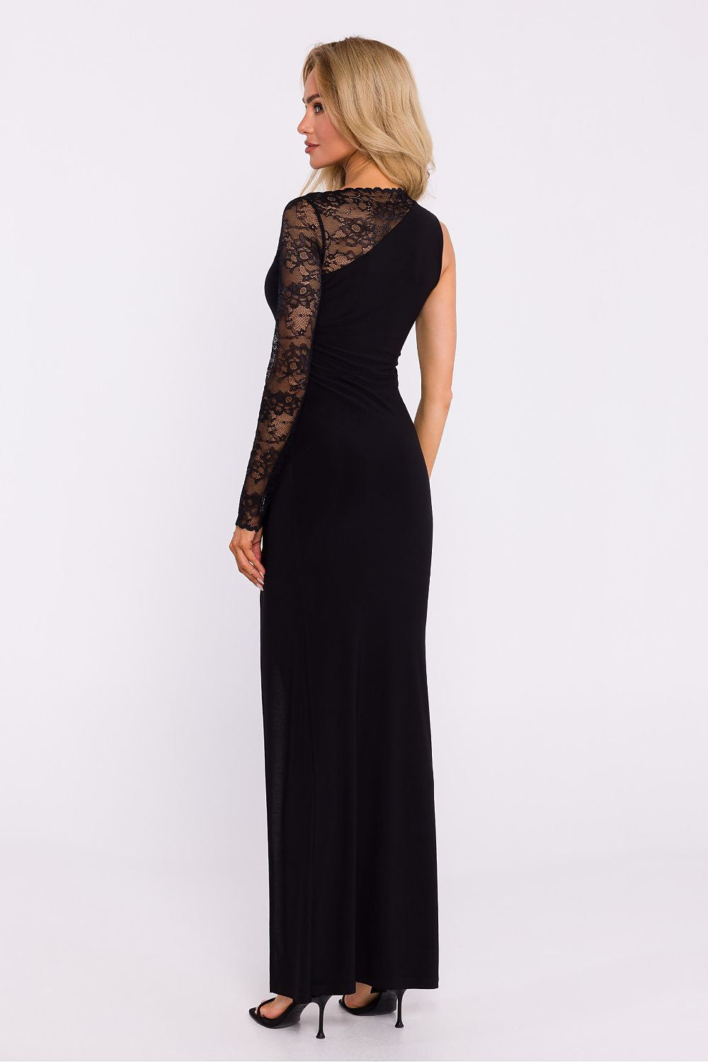 Lace Evening Dress with Asymmetrical One-Shoulder Design - Michelle & Kenza Co.