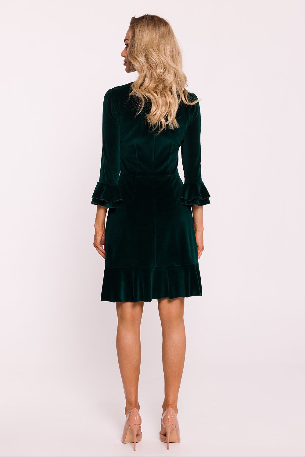 Velour Knit Daydress with Ruffled Details - Michelle & Kenza Co.