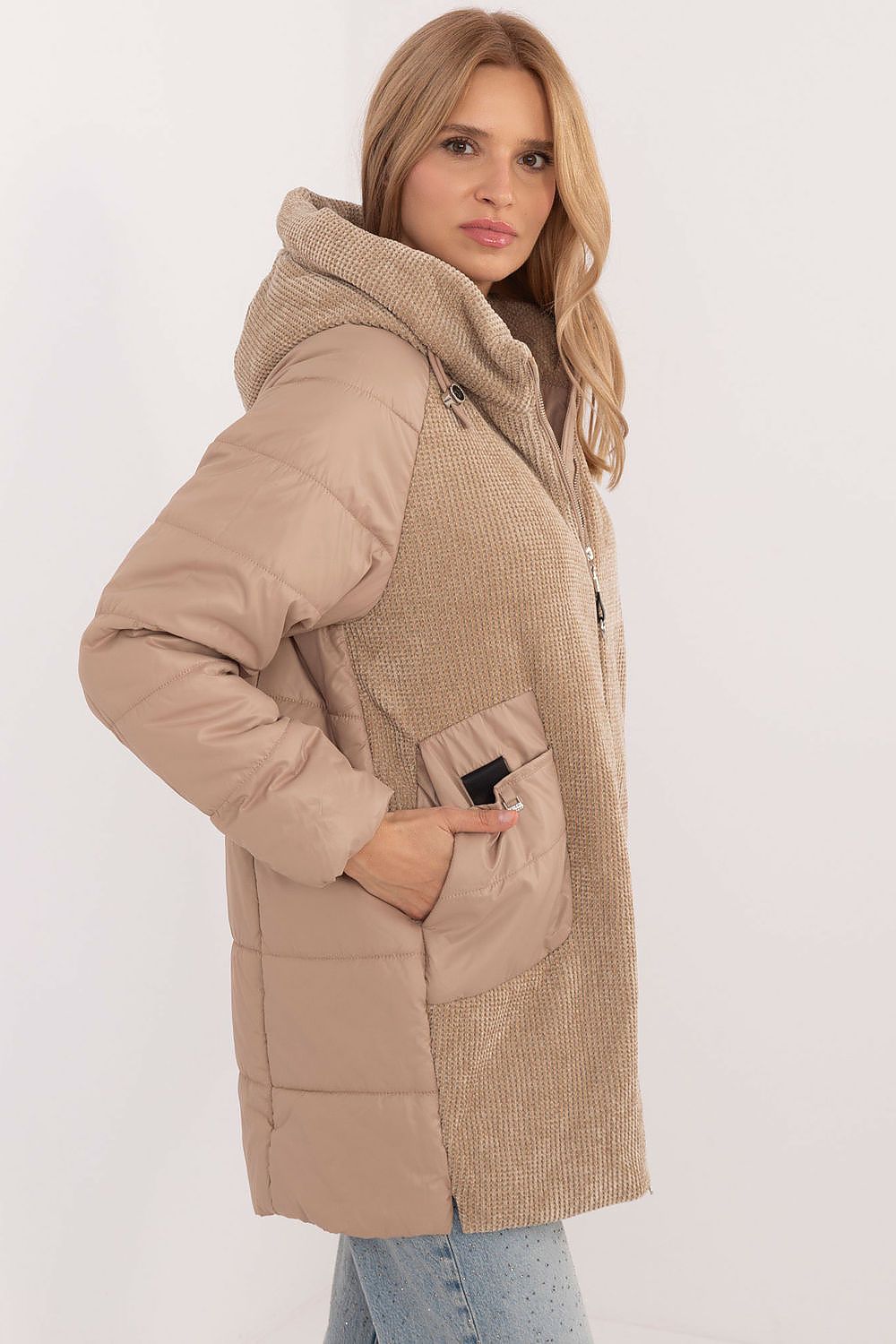 Corduroy Jacket with Quilted Design and Hood - Michelle & Kenza Co.