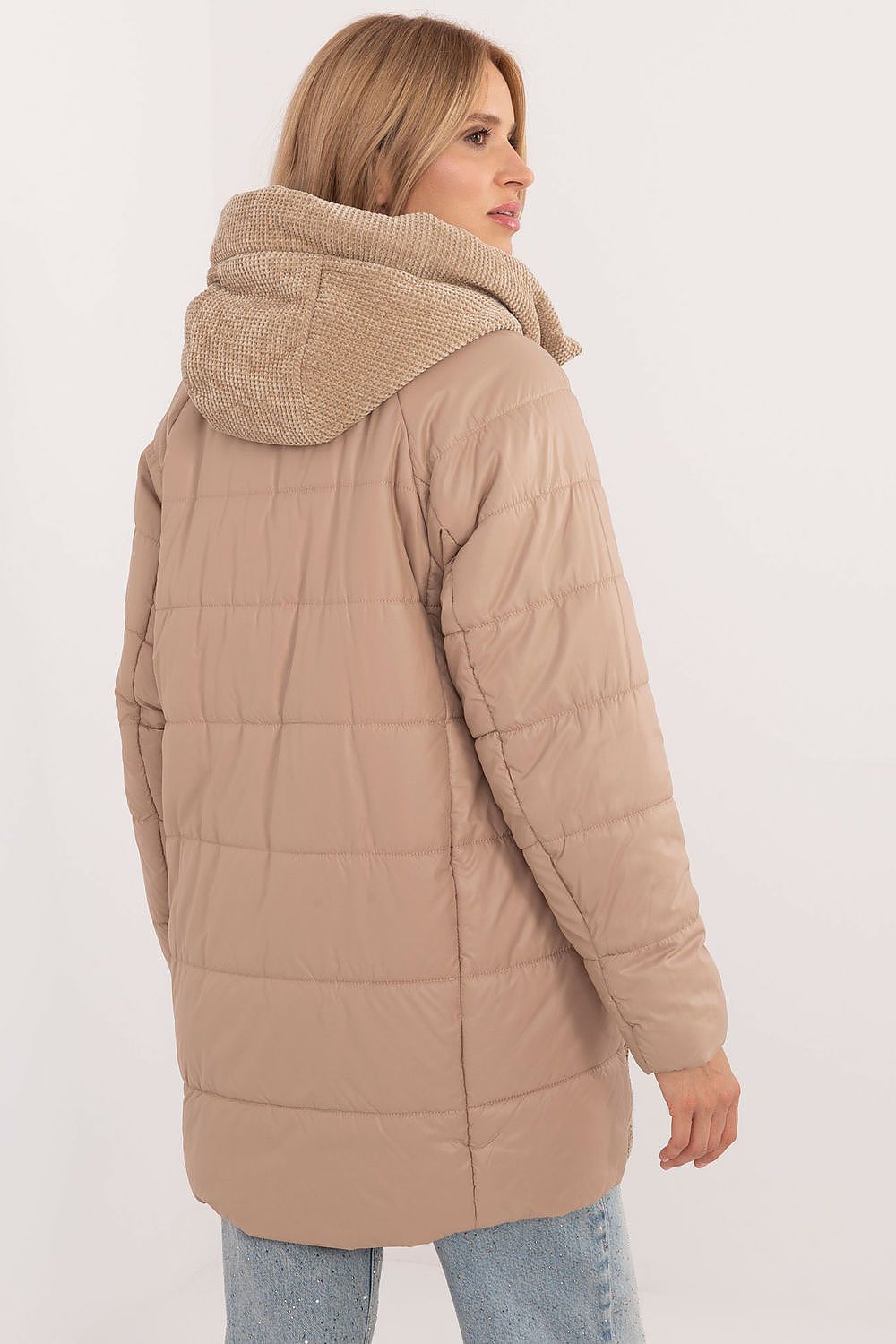 Corduroy Jacket with Quilted Design and Hood - Michelle & Kenza Co.