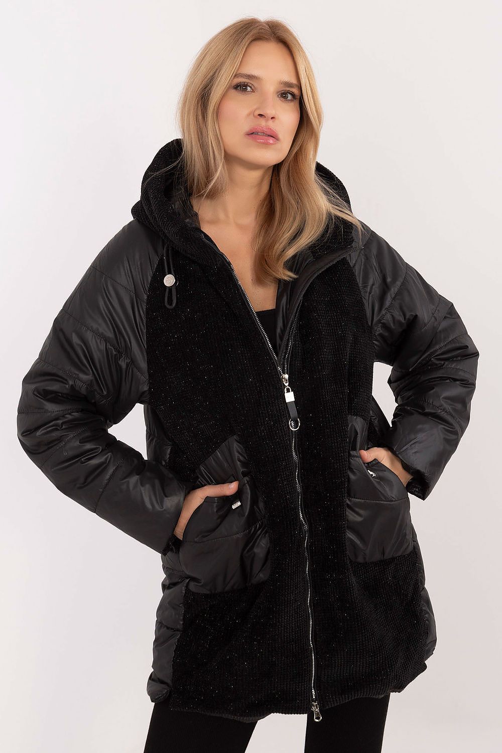 Corduroy Jacket with Quilted Design and Hood - Michelle & Kenza Co.