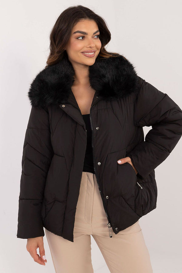 Quilted Jacket with Fur-Trimmed Collar - Michelle & Kenza Co.