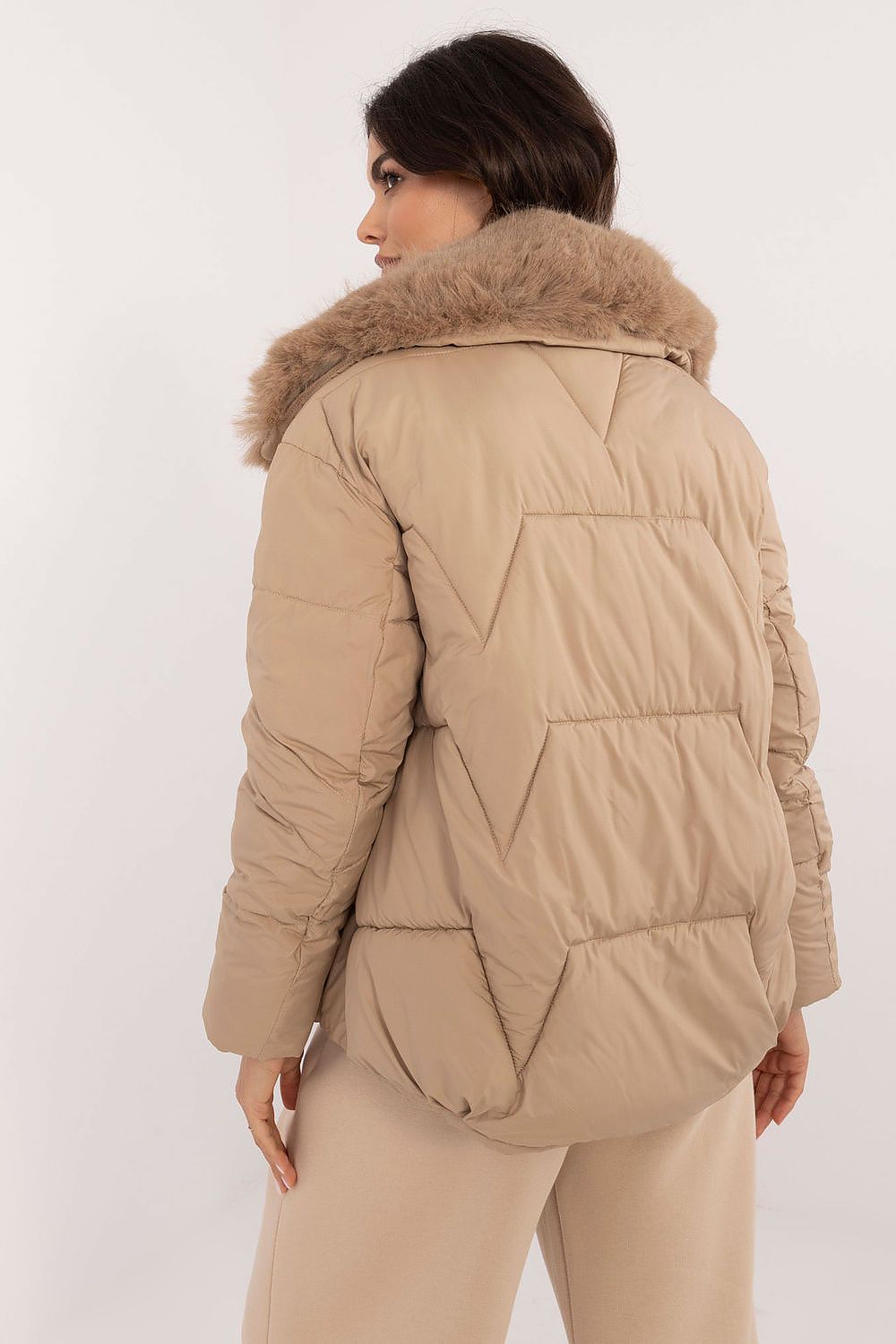 Quilted Jacket with Fur-Trimmed Collar - Michelle & Kenza Co.