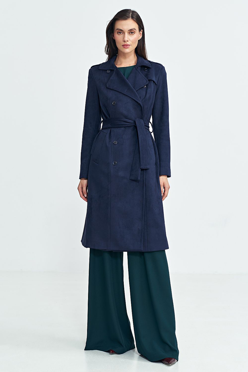 Nubuck Coat with Military-Inspired Detail - Michelle & Kenza Co.