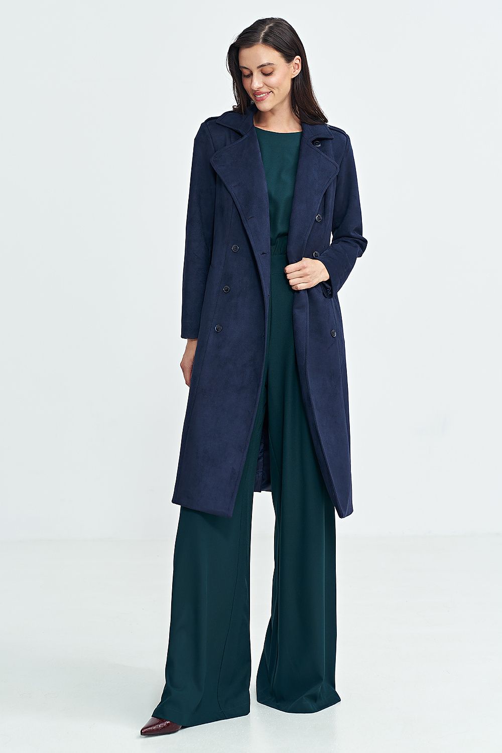 Nubuck Coat with Military-Inspired Detail - Michelle & Kenza Co.