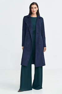 Nubuck Coat with Military-Inspired Detail - Michelle & Kenza Co.