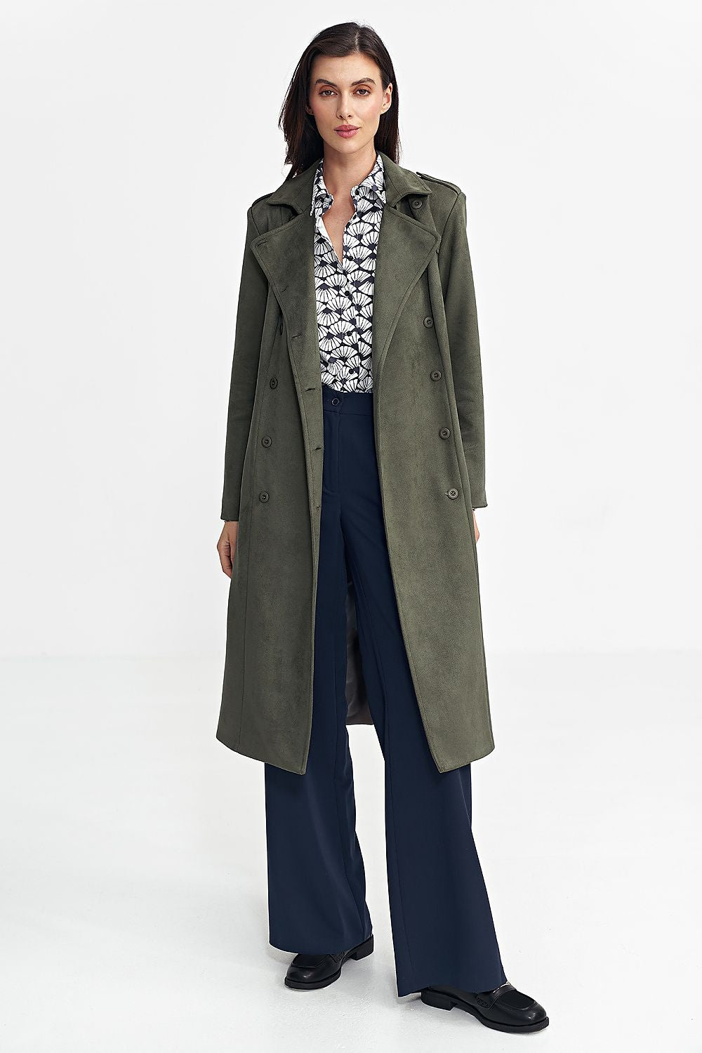 Nubuck Coat with Military-Inspired Detail - Michelle & Kenza Co.