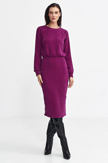 Ribbed Knit Daydress with Ruffle Sleeves - Michelle & Kenza Co.