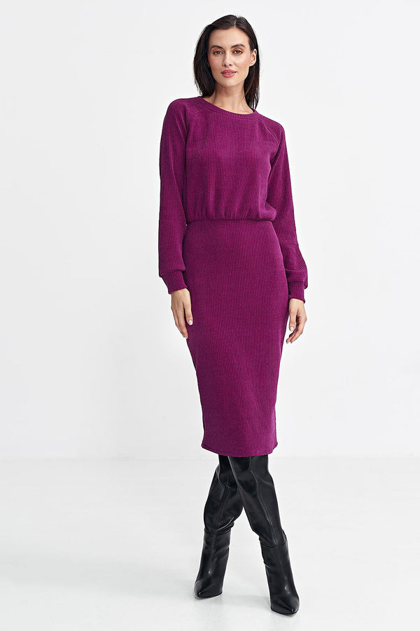 Ribbed Knit Daydress with Ruffle Sleeves - Michelle & Kenza Co.