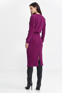 Ribbed Knit Daydress with Ruffle Sleeves - Michelle & Kenza Co.