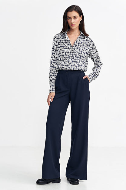 Viscose Trousers with Wide-Leg Cut - Michelle & Kenza Co.