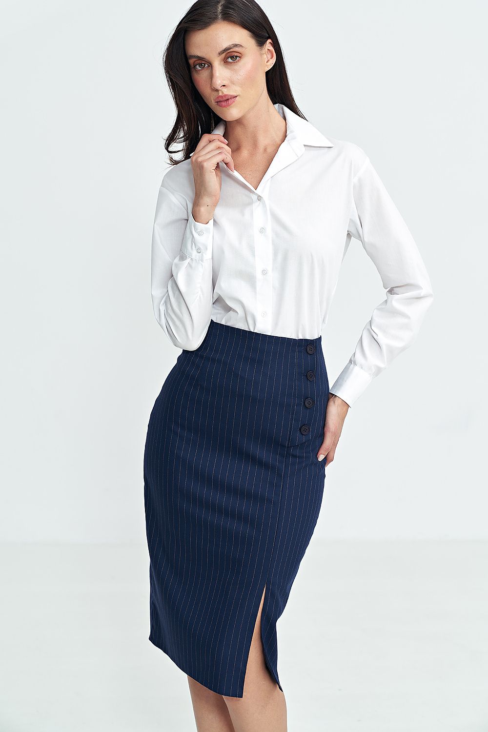 Viscose Skirt with Decorative Button Closure - Michelle & Kenza Co.