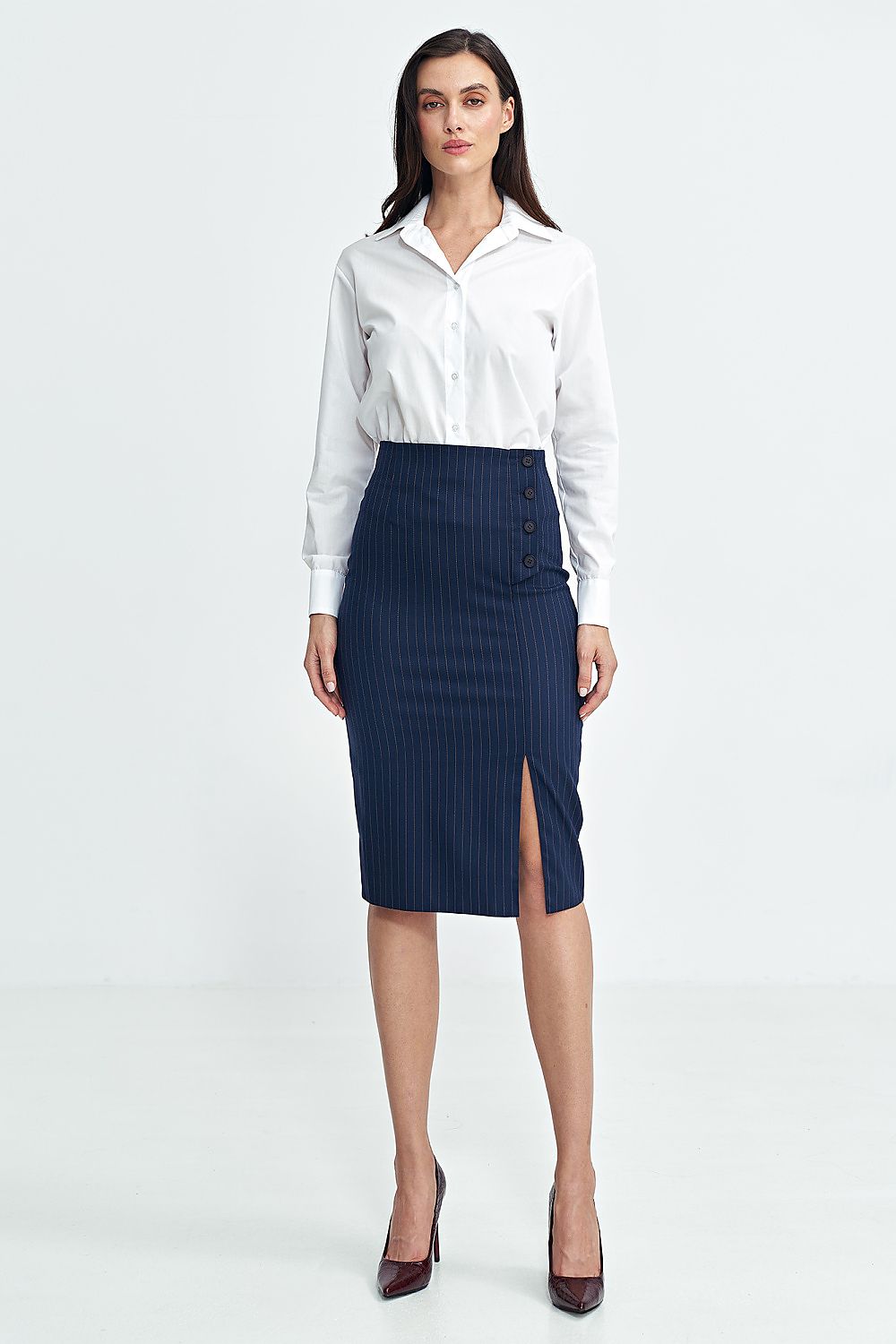 Viscose Skirt with Decorative Button Closure - Michelle & Kenza Co.