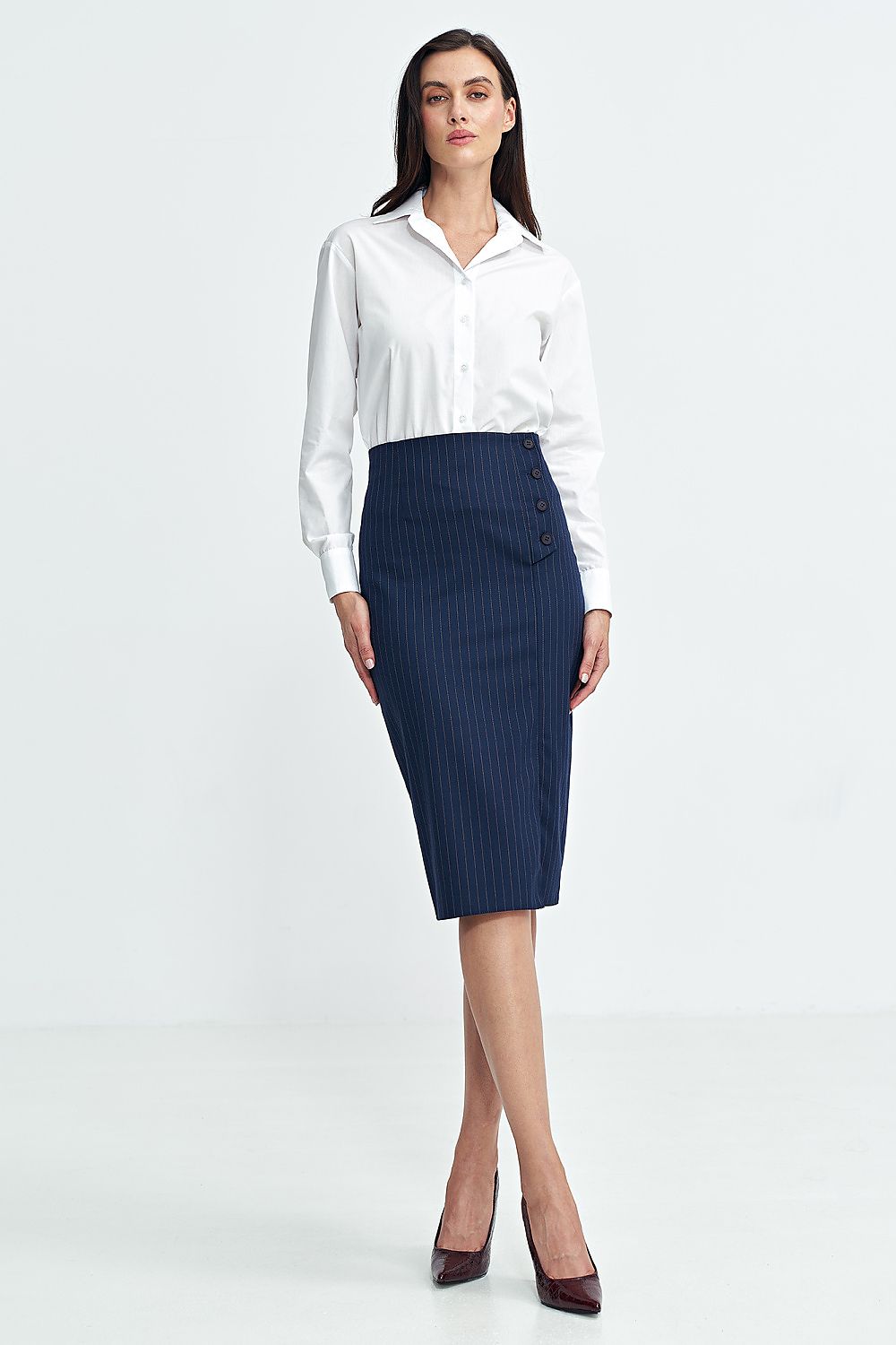 Viscose Skirt with Decorative Button Closure - Michelle & Kenza Co.