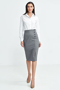 Viscose Skirt with Decorative Button Closure - Michelle & Kenza Co.