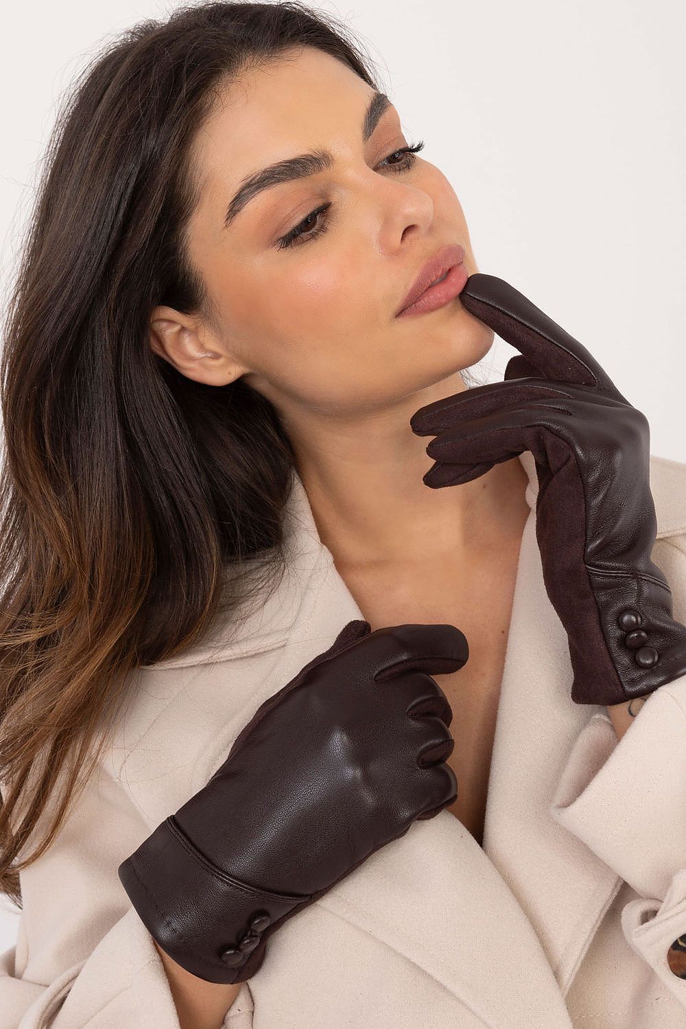 Ecological Leather Gloves with Decorative Buttons - Michelle & Kenza Co.