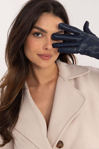 Insulated Leather Gloves with Embroidered Flower - Michelle & Kenza Co.