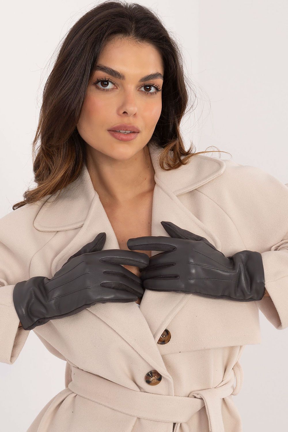 Insulated Leather Gloves with Embroidered Flower - Michelle & Kenza Co.