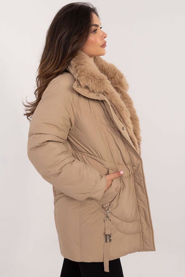 Quilted Jacket with Detachable Fur Trim - Michelle & Kenza Co.