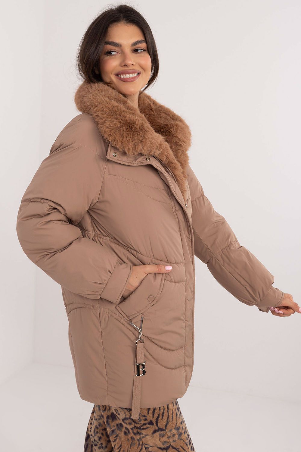 Quilted Jacket with Detachable Fur Trim - Michelle & Kenza Co.