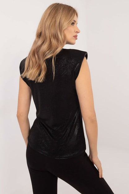 Glossy Sleeveless Blouse