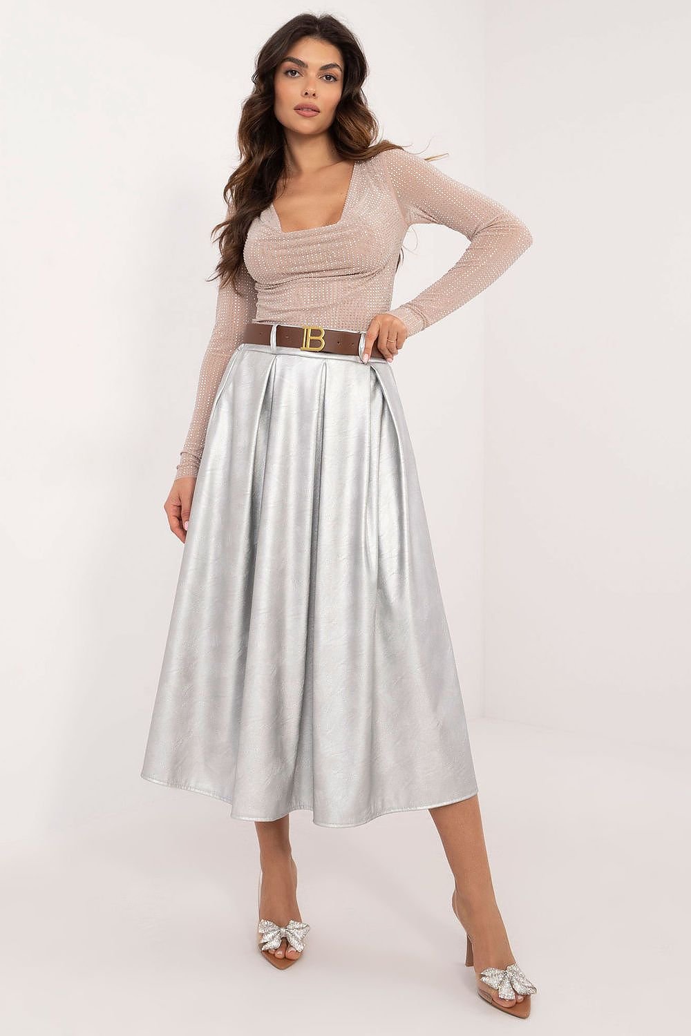 Elegant Midi Leather Skirt