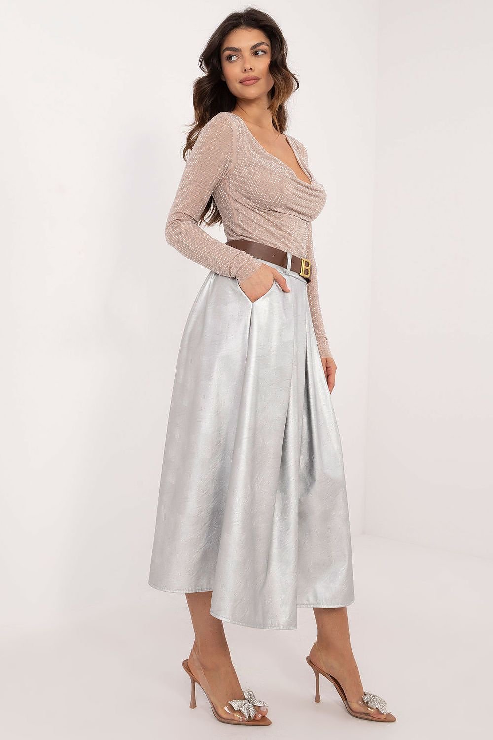 Elegant Midi Leather Skirt