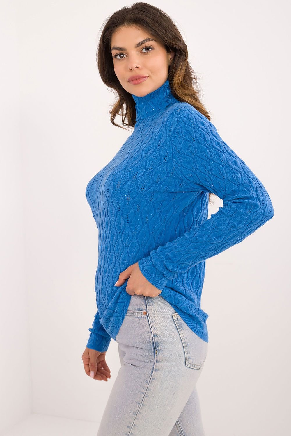 Chic Openwork Turtleneck