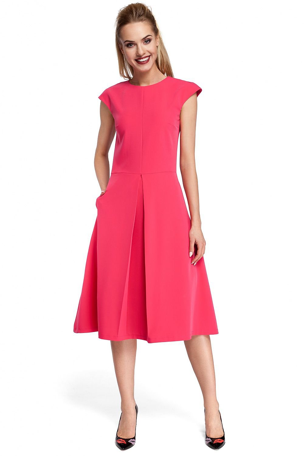 Fitted Midi Dress with Pleats