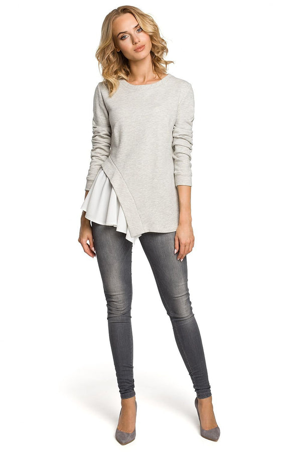 Asymmetrical Long-Sleeve Knit Blouse