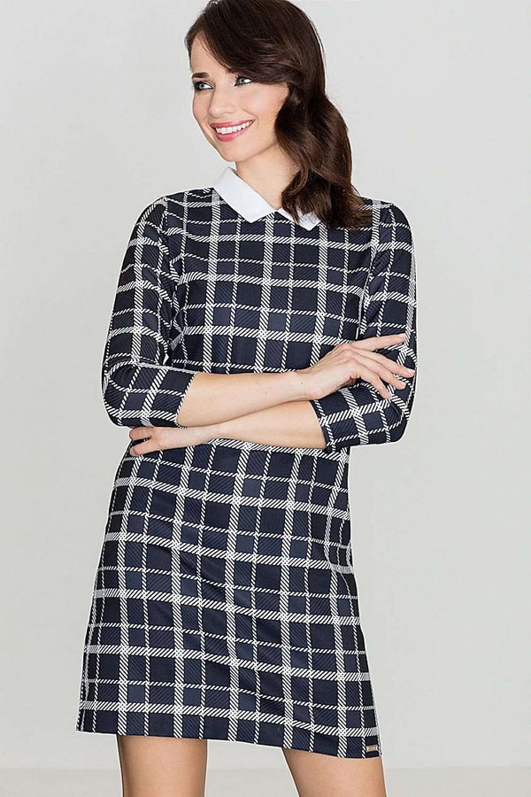 Alice Geometric Check Collar Dress