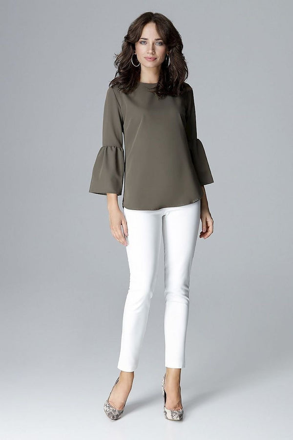 Elegant Frilled 3/4 Sleeve Blouse