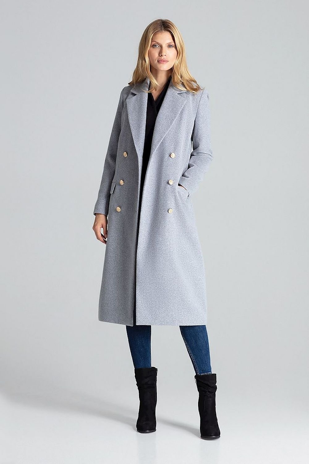 Navy Double-Breasted Coat