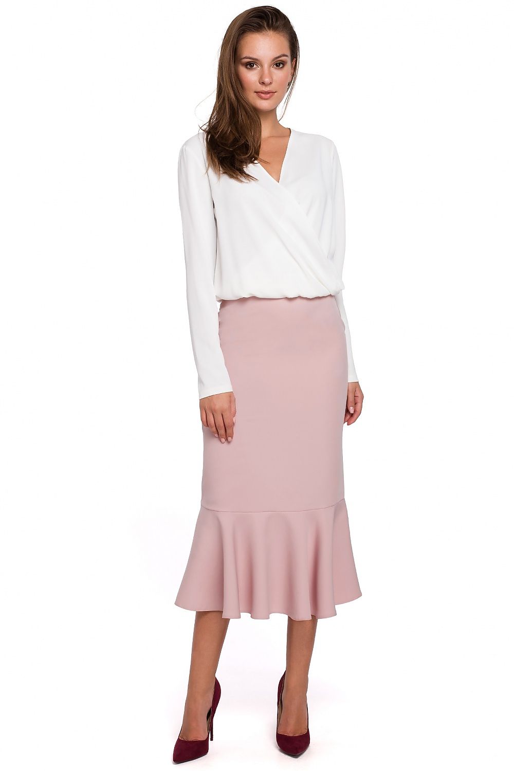 Elegant Frilled Midi Skirt