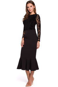 Elegant Frilled Midi Skirt