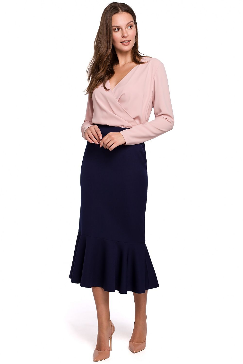 Elegant Frilled Midi Skirt