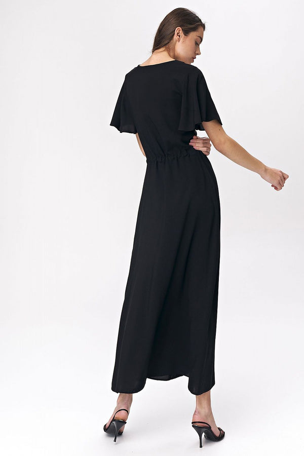 Flared Sleeve Viscose Maxi Dress