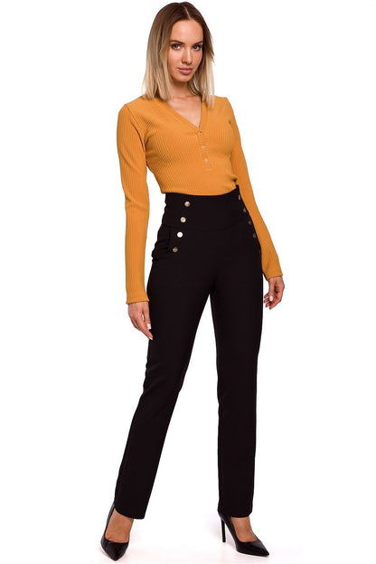 Slim-Fit High Waist Trousers