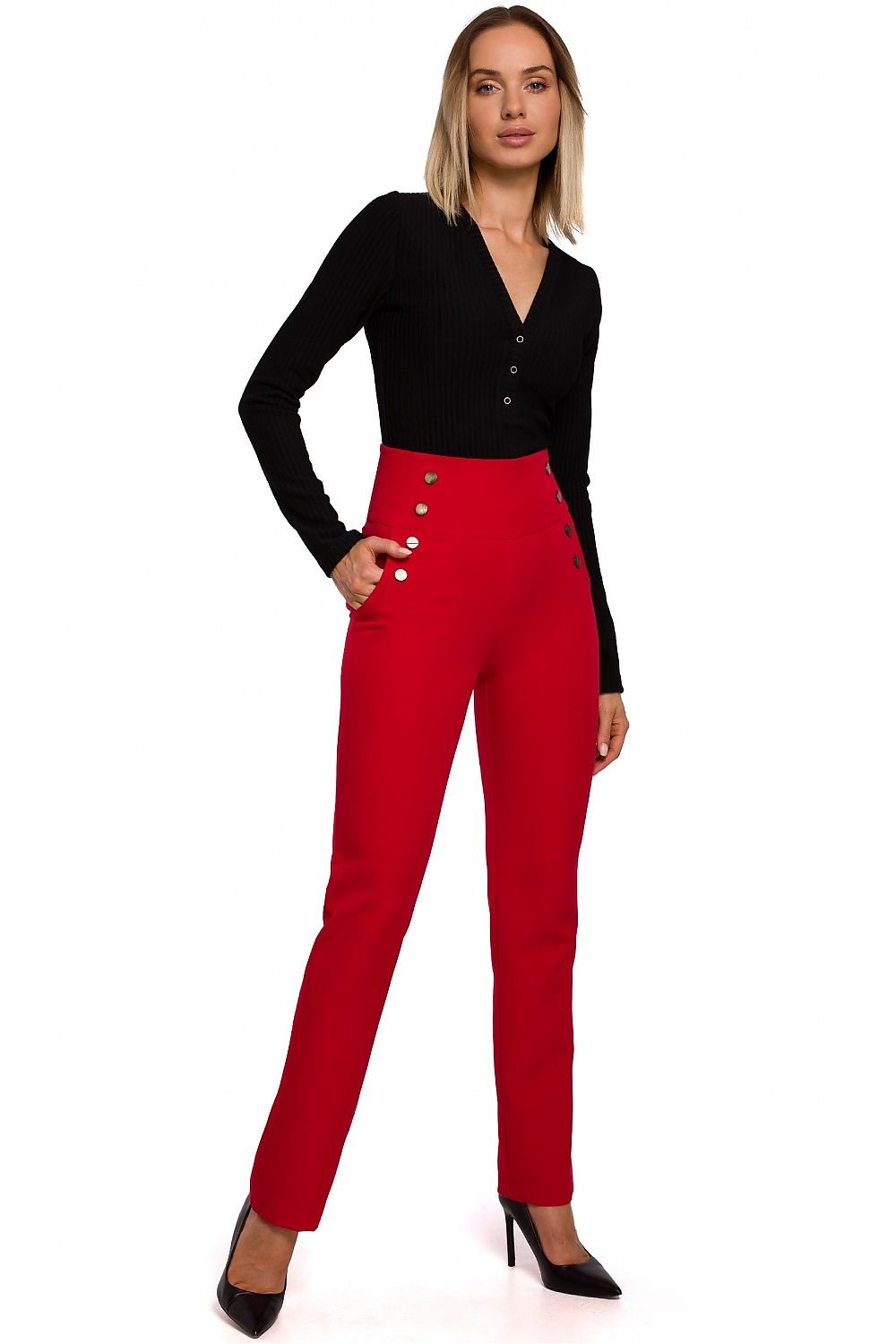 Slim-Fit High Waist Trousers