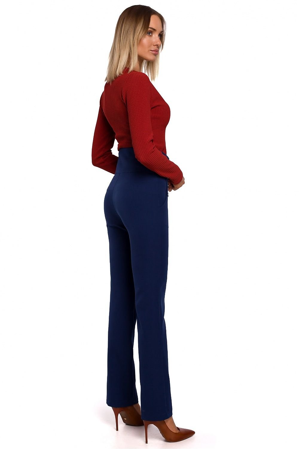 Slim-Fit High Waist Trousers