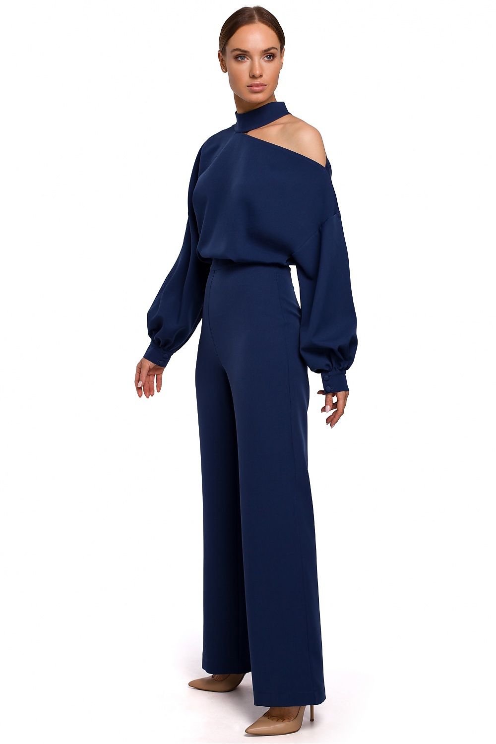 Slit Neckline Elegant Evening Jumpsuit