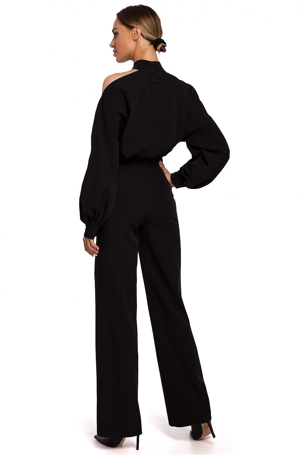 Slit Neckline Elegant Evening Jumpsuit