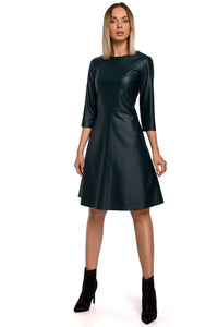 Classic Cut Faux Leather Dress