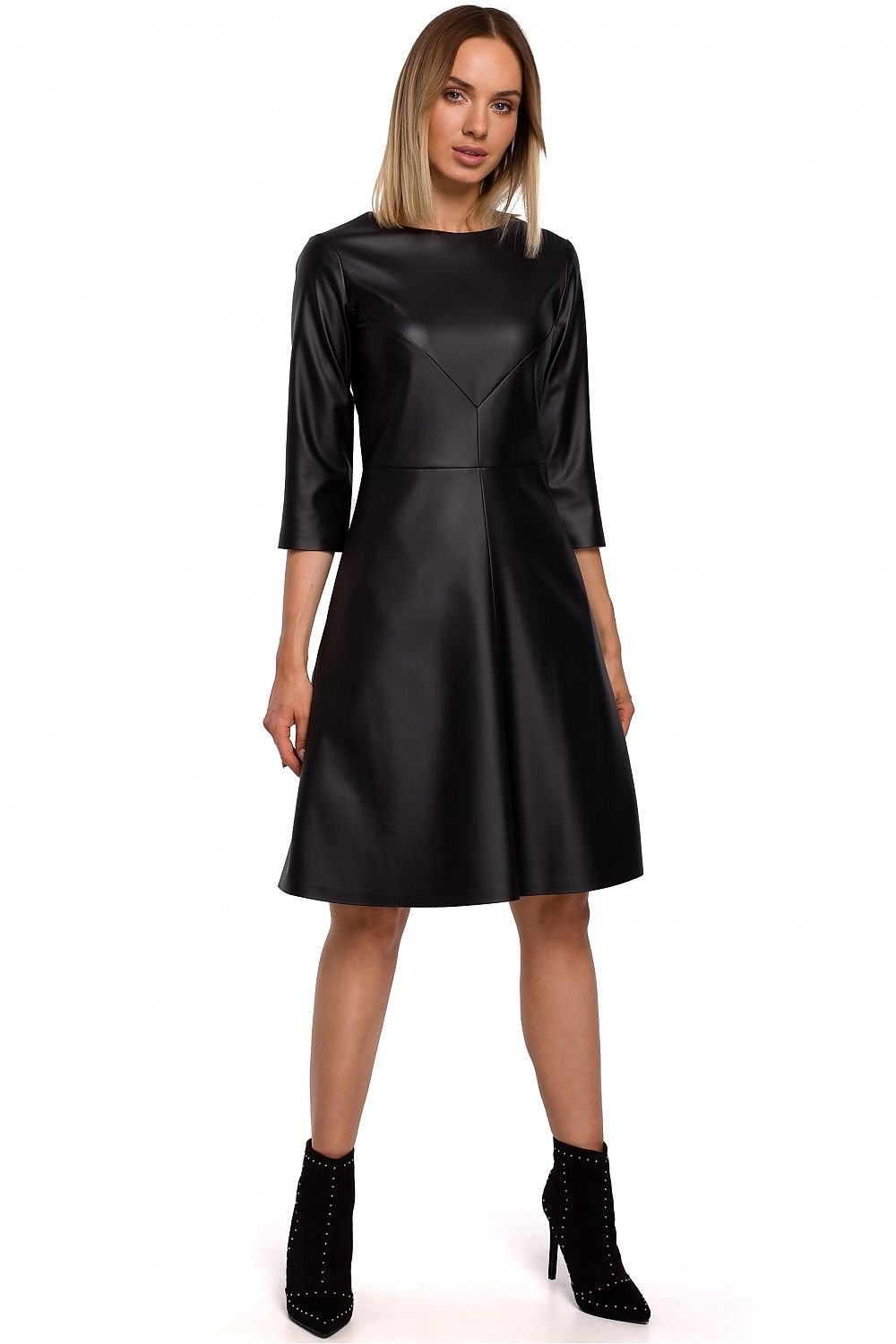 Classic Cut Faux Leather Dress