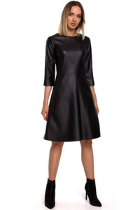 Classic Cut Faux Leather Dress