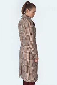 Checked Coat with Elegant Waist Definition - Michelle & Kenza Co.