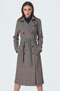 Checked Coat with Elegant Waist Definition - Michelle & Kenza Co.