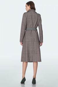 Checked Coat with Elegant Waist Definition - Michelle & Kenza Co.