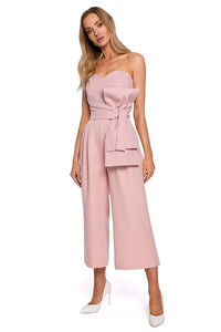 Draped Corset Jumpsuit with Belt