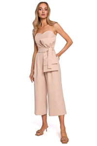 Draped Corset Jumpsuit with Belt